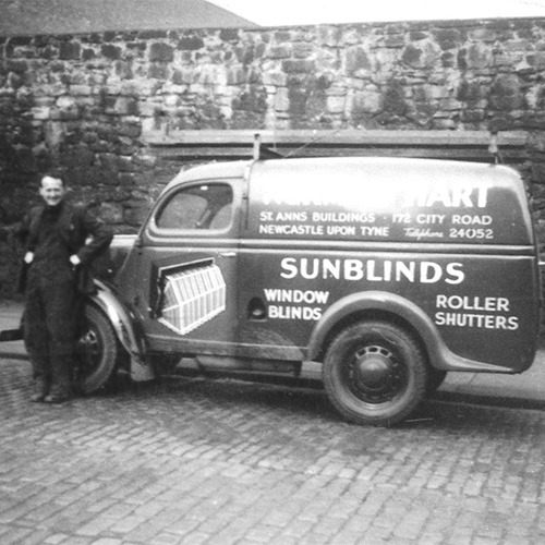 Hart roller shutter doors Newcastle: an old Hart Doors van from the early days of the company